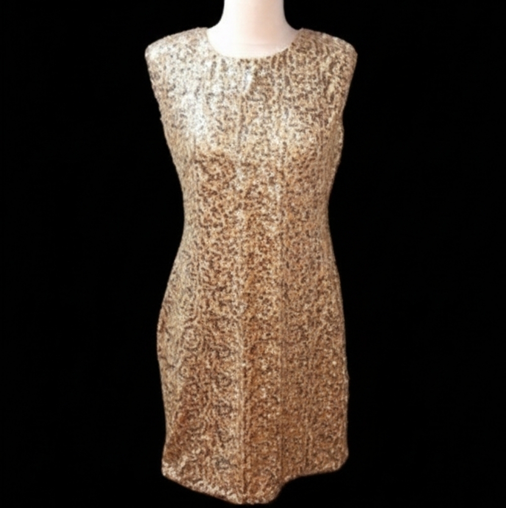 As U Wish Dress Gold Sequin Party Dress Size Large